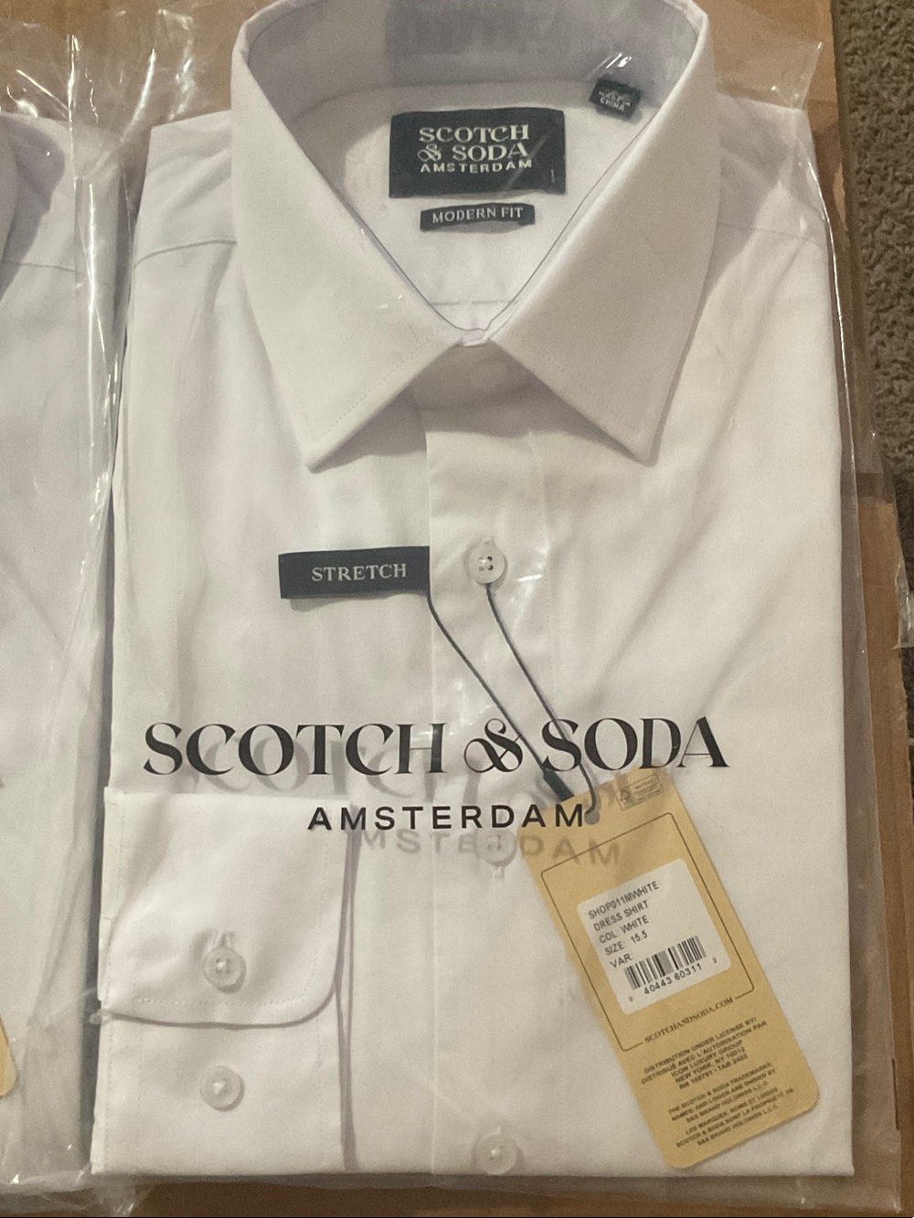 Scotch & Soda White Modern Fit Stretch Button Down Dress Shirt 15-39